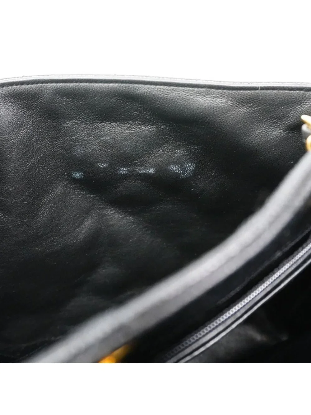 Chanel Chain Tote Bag Quilted Caviar Leather Black Gold